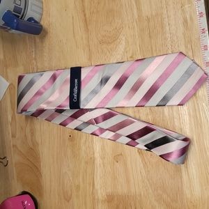 Mens tie. Croft and barrow. NWT. Pink and silver stripes (sku 377)